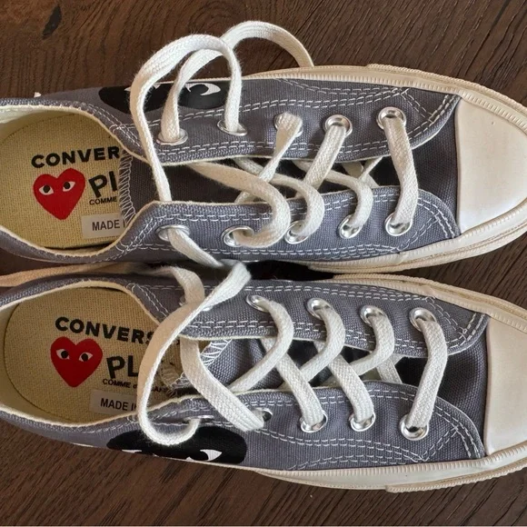 Never worn! Converse/Comme Dos Garçons Gray Sneakers with Heart Design - Picture 2 of 7